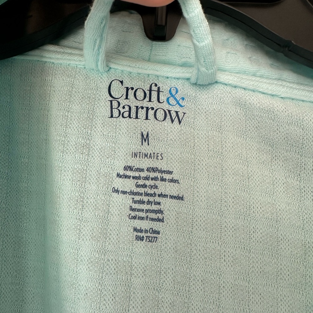 NWT croft & barrow Light Mint Waffle Robe - Picture 2 of 4